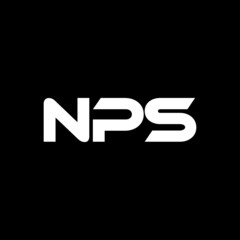 NPS letter logo design with black background in illustrator, vector logo modern alphabet font overlap style. calligraphy designs for logo, Poster, Invitation, etc.