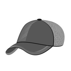 Grey Baseball Cap Icon Isolated on White Background