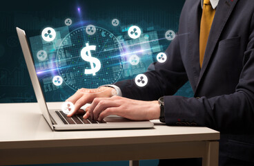 business hand working in stock market