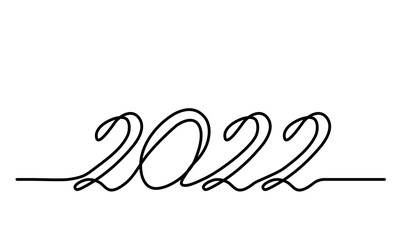 2022 lettering. One continuous line art drawing text