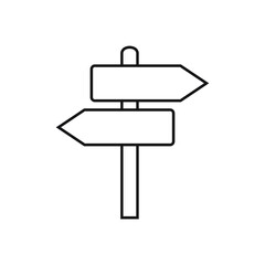 Signpost icon, line icon, direction icon isolated, expanded stroke
