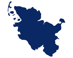 Karte von Schleswig-Holstein in blauer Farbe