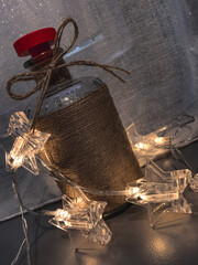 transformation of an ordinary bottle into a festive
