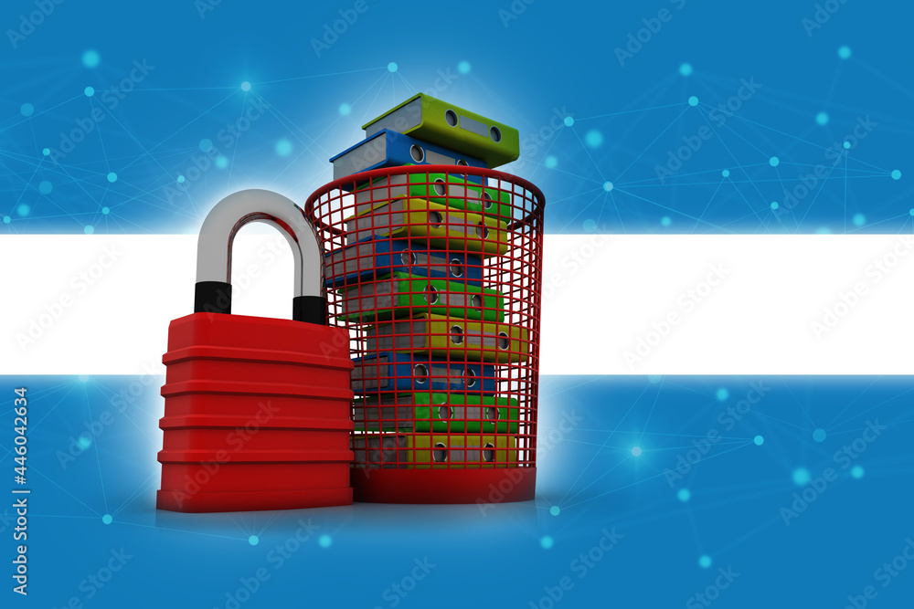 Poster 3d rendering office document binder with bin protection lock