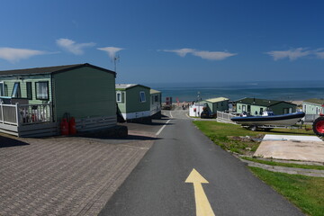 Fototapeta na wymiar Barmouth, Wales, United Kingdom - July 18 2021: Caravans are the most popular kind of weekend spending by British. 