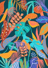 colorful  tropical cartoon foliage background