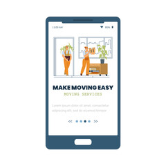 Smartphone app for moving relocation service of business a vector illustration