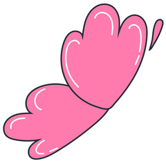 cute light butterfly with pink wings, color vector element in flat style
