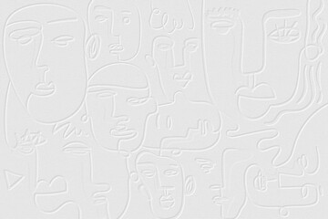 Abstract face line drawing on a white background design resource