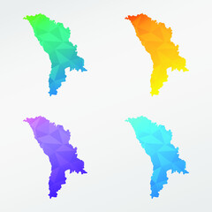 Moldova Low Poly Map Clip Art Design. Geometric Polygon Graphic National Icon. Vector Illustration Symbol.