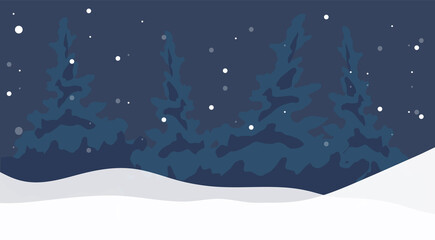 Fototapeta premium Snow falls in the pine forest, the snow is piled high , illustration Vector EPS 10