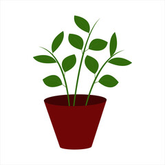 Flower pot with green branches. Vector