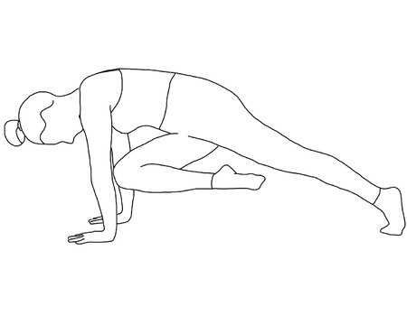 Yoga, Phalakasana, High Plank Variation Pose, Knee To Elbow