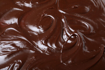 Delicious chocolate cream as background, closeup view