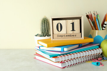 September 1 concept on white textured table