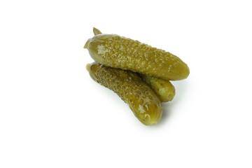 Fresh green pickles isolated on white background