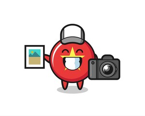 Character Illustration of vietnam flag badge as a photographer