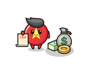 Character cartoon of vietnam flag badge as a accountant