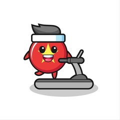 vietnam flag badge cartoon character walking on the treadmill