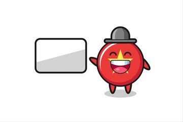 vietnam flag badge cartoon illustration doing a presentation