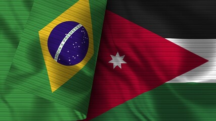 Fototapeta premium Jordan and Brazil Realistic Flag – Fabric Texture Illustration