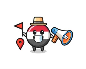 Character cartoon of yemen flag badge as a tour guide
