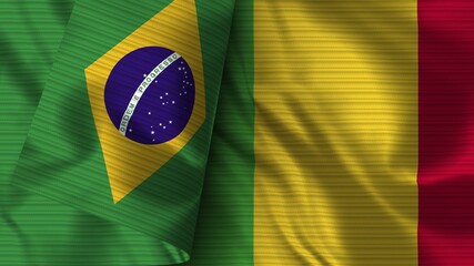 Mali and Brazil Realistic Flag – Fabric Texture Illustration