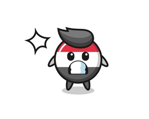 yemen flag badge character cartoon with shocked gesture
