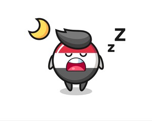 yemen flag badge character illustration sleeping at night