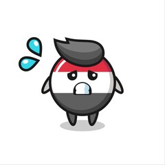yemen flag badge mascot character with afraid gesture