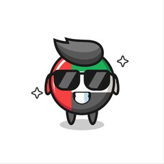 Fototapeta premium Cartoon mascot of uae flag badge with cool gesture
