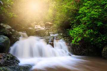 Waterfall in deep forest, Thailand.