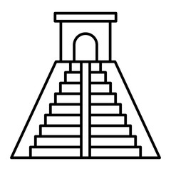 Vector Mexico Pyramid Outline Icon Design