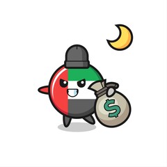 Illustration of uae flag badge cartoon is stolen the money