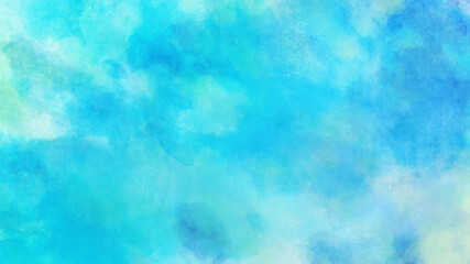 Fototapeta na wymiar 青色、水色の水彩の筆の跡、背景素材、テクスチャ