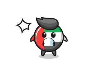 uae flag badge character cartoon with shocked gesture