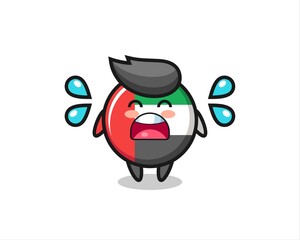 uae flag badge cartoon illustration with crying gesture