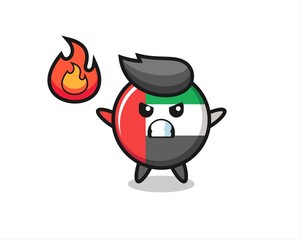 uae flag badge character cartoon with angry gesture