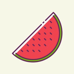 Fresh watermelon colored icon. Juicy berries and tropical fruits.
Healthy food concept. Vector stylish flat illustrations on yellow background.
