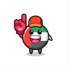 uae flag badge illustration cartoon with number 1 fans glove