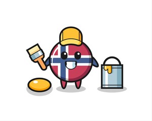 Character Illustration of norway flag badge as a painter
