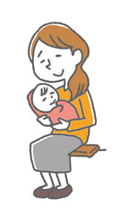 赤ちゃんを抱くお母さん