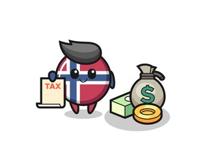 Character cartoon of norway flag badge as a accountant