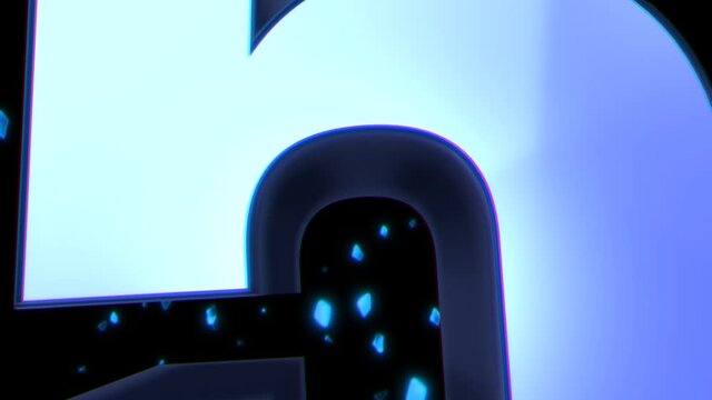 メタリックな金属の3Dの数字のカウントダウン動画　3D　10秒