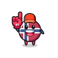 norway flag badge illustration cartoon with number 1 fans glove