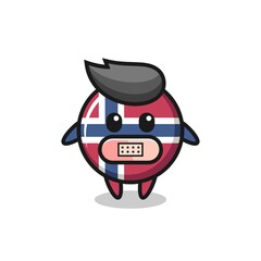 Obraz premium Cartoon Illustration of norway flag badge with tape on mouth
