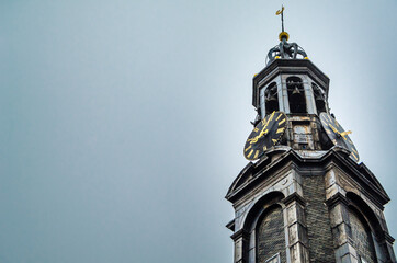 Detail of a medieval tower in Amsterdam, the Netherlands