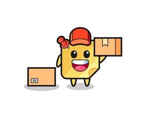 Mascot Illustration of sticky note as a courier