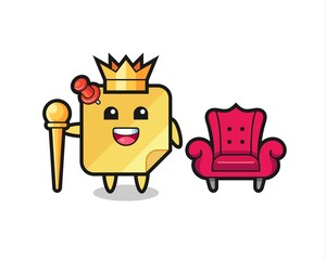 Mascot cartoon of sticky note as a king