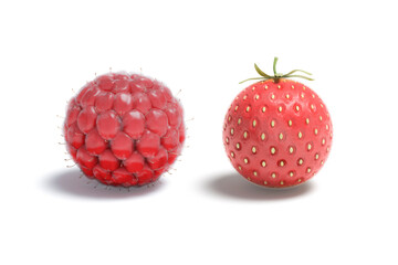 Blank raspberry and strawberry ball mockup, isolated